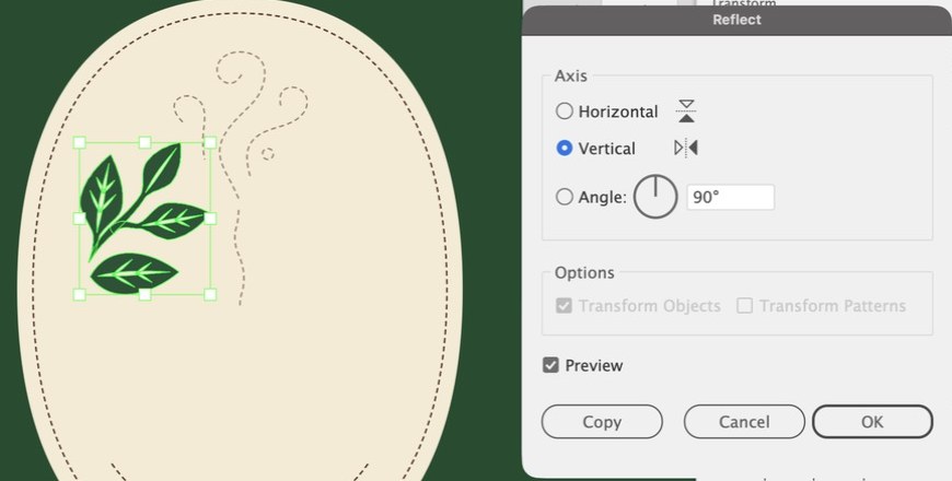 Reflect: Vertical axis, then Copy
