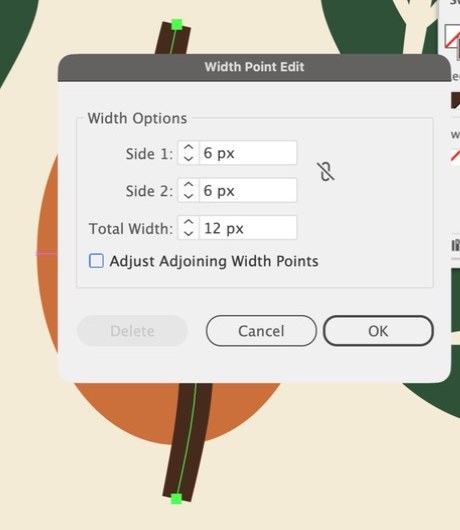 Width Point Edit: Total Width 12 px