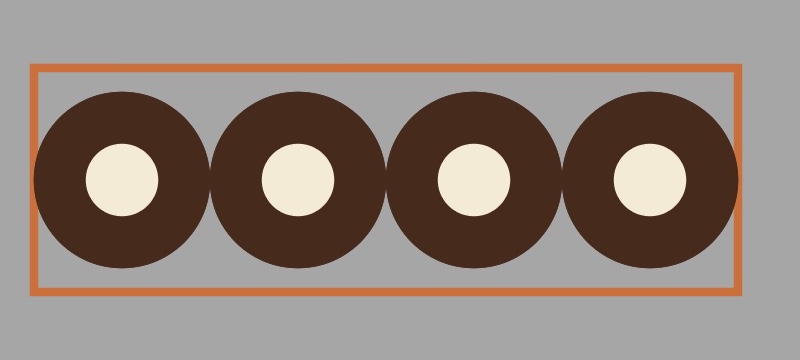 Four beads with the temporary Roast Orange tile outline; selection handles hidden