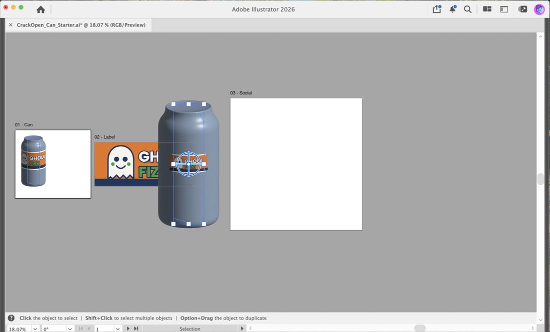 The can copy at 250 by 980, ready to drag onto the Social artboard.