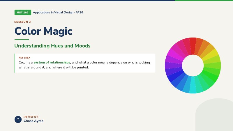 Title slide of the Color Magic lecture deck