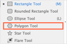 Polygon tool is in the Rectangle tool group. Long-press the Rectangle tool.