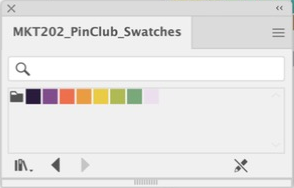 The class swatch library after import. Eight colors in palette order.