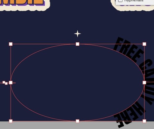 Left-point click plus Align Center: the words land on the side