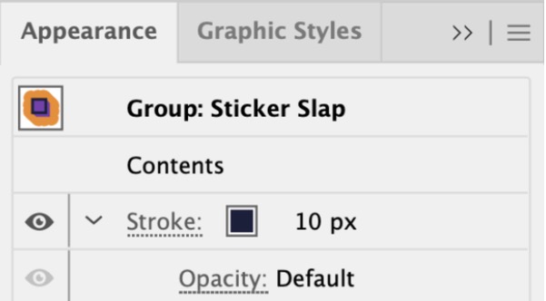 After Create Outlines the header still reads Group: Sticker Slap