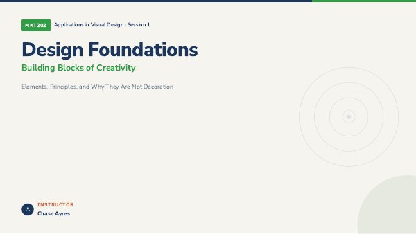 Title slide of the Design Foundations lecture deck